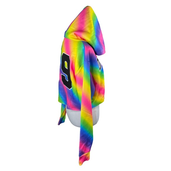Dolls Kill Club Exx Playful Player Queer 69 Cropped Hoodie Rainbow Size Large - Picture 5 of 11
